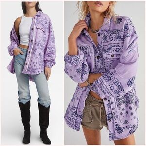Free People Purple Patterned Jacket